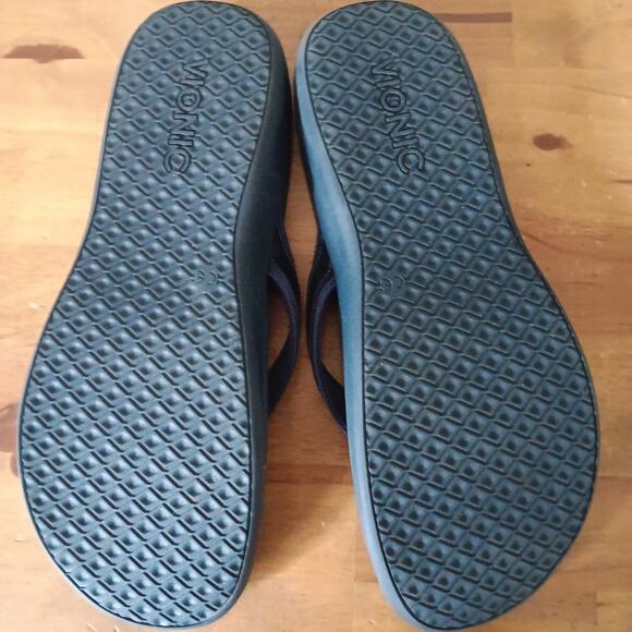 Vionic Tide Toe Post Women's Orthotic Sandals, Patent Leather Navy, Size US 11M - Picture 8 of 9